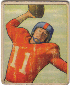 Football Cards, pre-1960 Travis Tidwell 1950 Bowman Football Card.