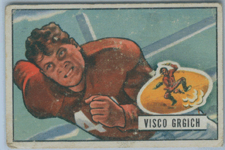 Football Cards, pre-1960 Visco Grgich 1951 Bowman Card