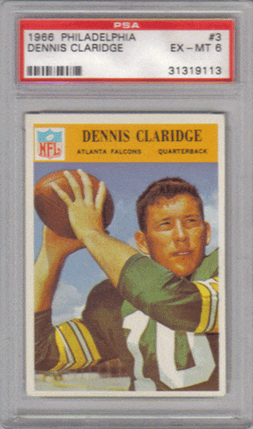 Graded Football Cards Dennis Claridge 1966 Philadelphia Football Card