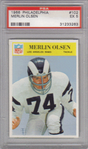 Merlin Olsen 1966 Philadelphia Football Card Merlin Olsen 1966 Philadelphia Football Card